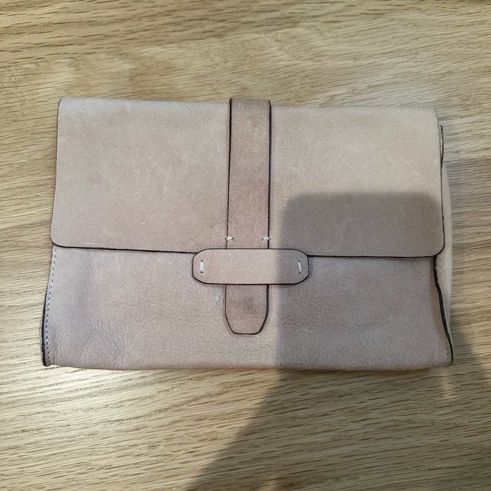 Pink Gap suede envelope clutch